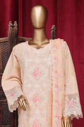 Bin Saeed Stitched 3 Piece Luxury Plain Cotton Vol-01 Collection-PC-28618-Peach